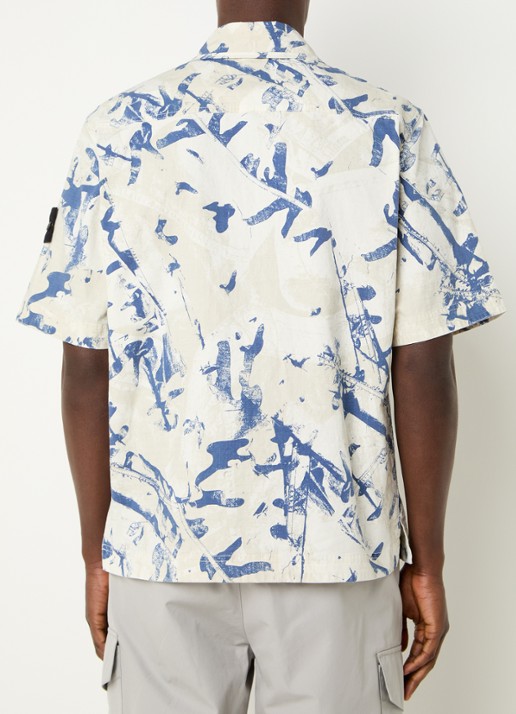 Stone Island S00E1 regular fit overhemd met print en opgestikte zakken - achterkant 3 beige