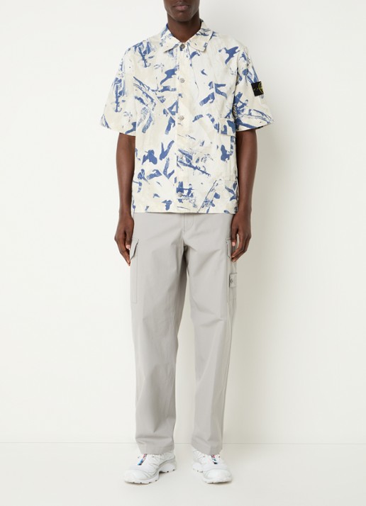 Stone Island S00E1 regular fit overhemd met print en opgestikte zakken - voorkant 2 beige