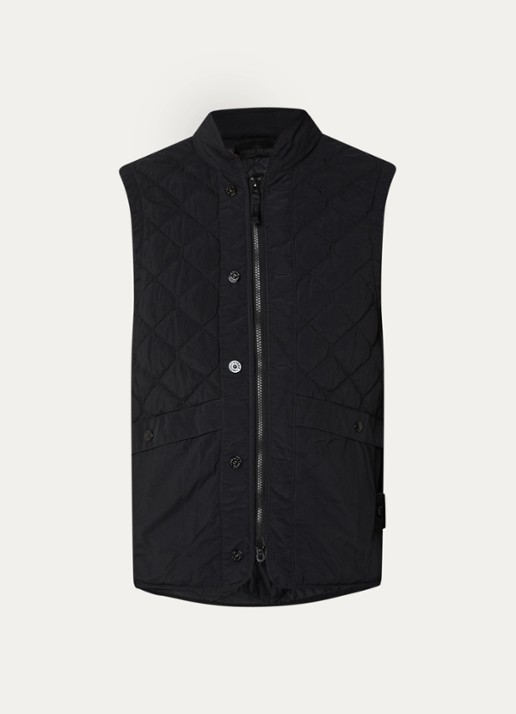 Stone Island S00F6 gewatteerde bodywarmer met quilt patroon - voorkant zwart