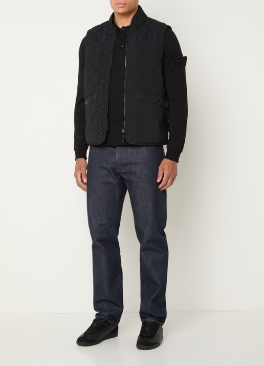 Stone Island S00F6 gewatteerde bodywarmer met quilt patroon - voorkant 2 zwart