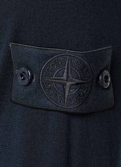 Stone Island S00FC regular fit polo van scheerwol - detail 3 donkerblauw