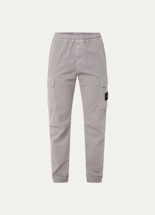 Stone Island S00L1 tapered fit cargobroek met steekzakken en logo - voorkant 5 grijs