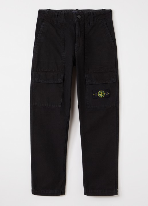 Stone Island S01014 straight fit cargobroek met logo