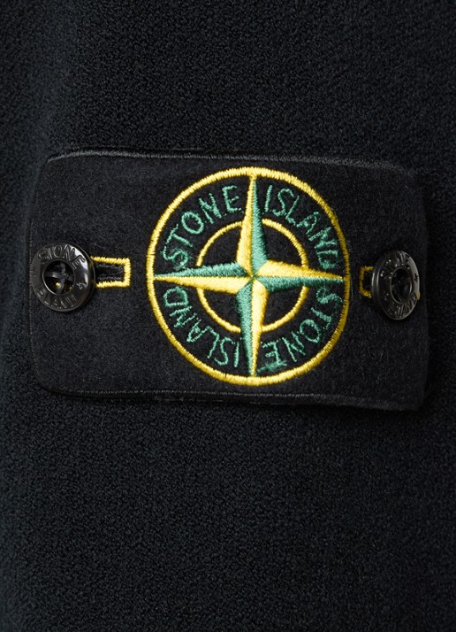 Stone Island S01A1 fijngebreid vest in scheerwolblend met logo - detail 3 zwart