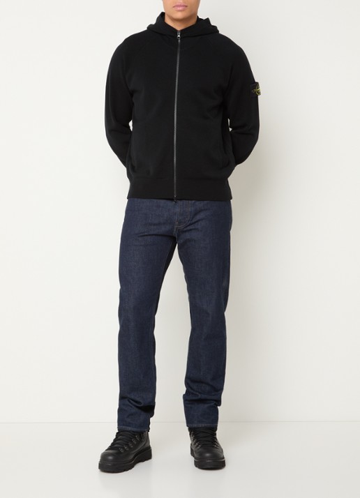 Stone Island S01A1 fijngebreid vest in scheerwolblend met logo - voorkant 5 zwart