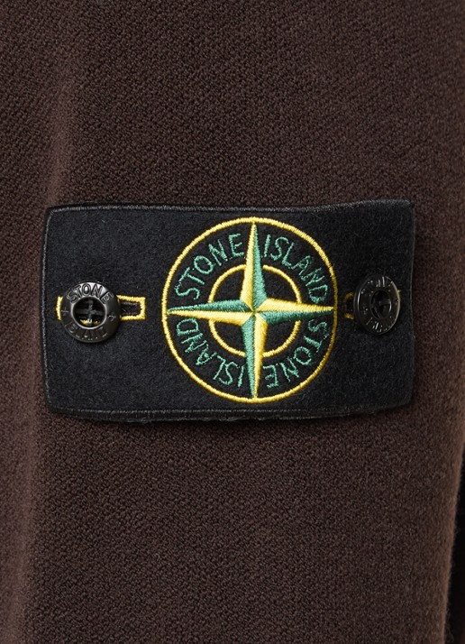 Stone Island S01A1 fijngebreide trui in scheerwolblend met logo - detail 3 bruin
