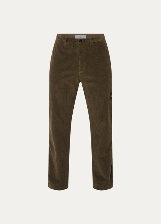 Stone Island S0212 straight fit broek van corduroy - voorkant 5 donkerbruin