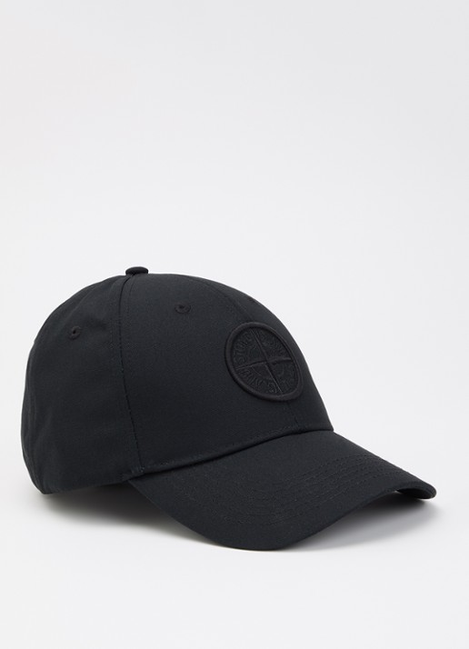 Stone Island S0248 pet met logoborduring - voorkant zwart