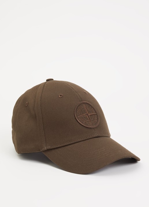 Stone Island S0248 pet met logoborduring - voorkant 2 groenbruin