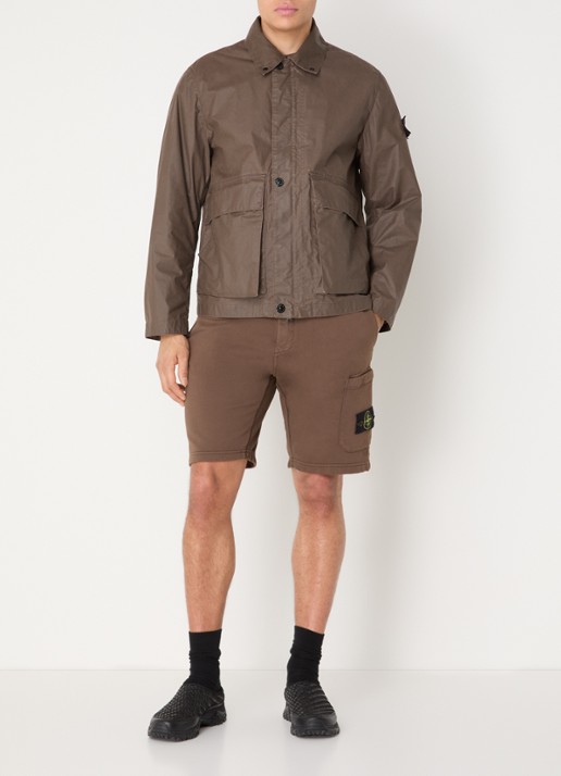 Stone Island S0290 Jack met klepzakken en logo - voorkant 3 donkerbruin