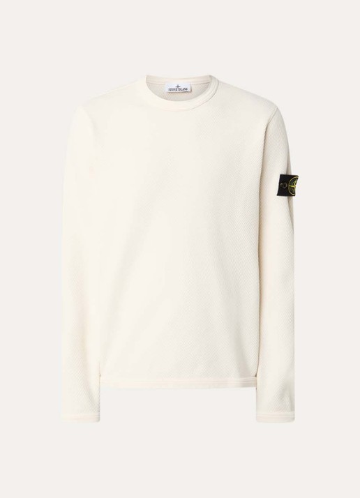 Stone Island S0297 sweater met logo - voorkant creme