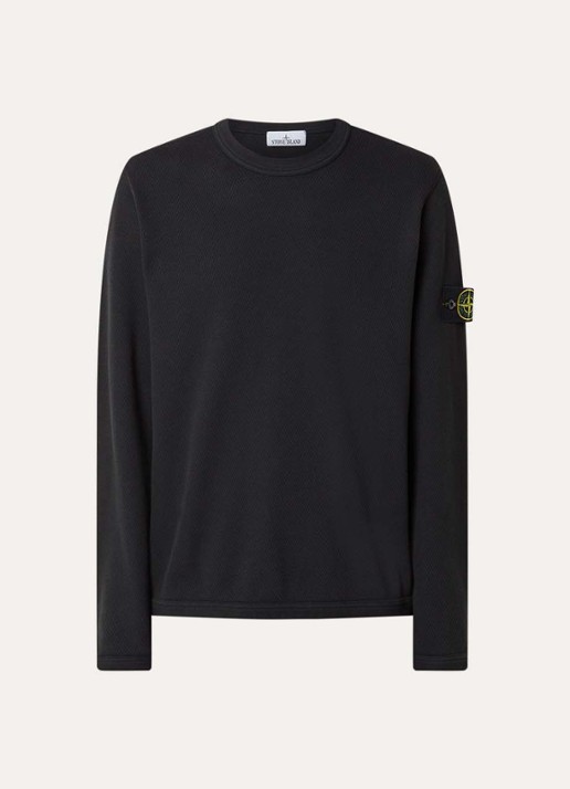 Stone Island S0297 sweater met logo - voorkant 2 zwart