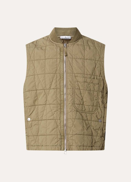 Stone Island S0300 bodywarmer met quilt patroon en steekzakken - voorkant 4 mosgroen