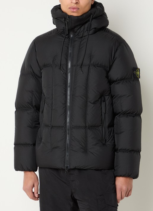 Stone Island S0302 puffer jack met donsvulling en capuchon - detail 3 zwart
