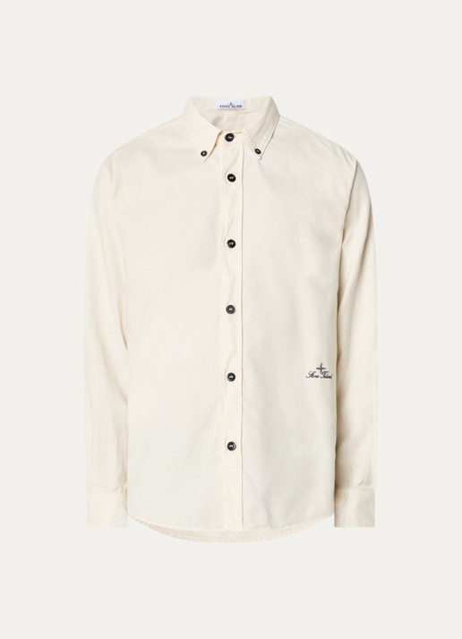 Stone Island S0315 regular fit overhemd met logo - voorkant ivoor