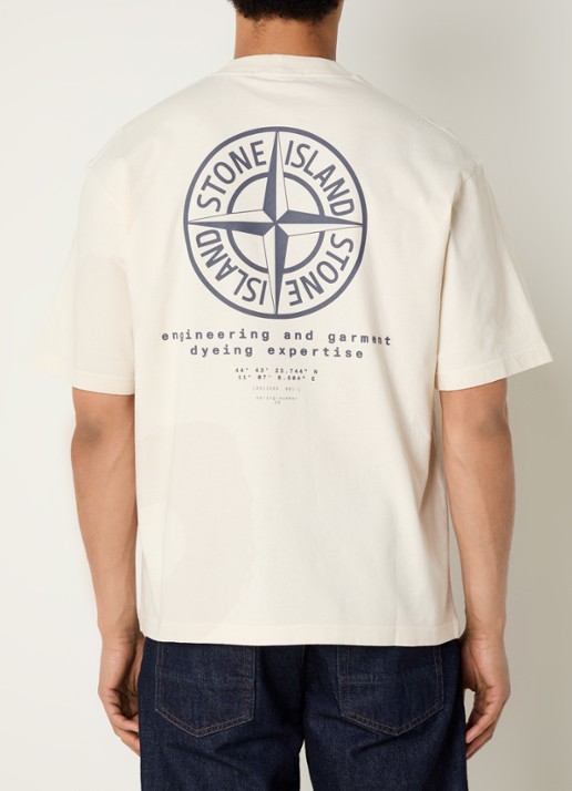 Stone Island S0365 T-shirt met logo- en backprint
