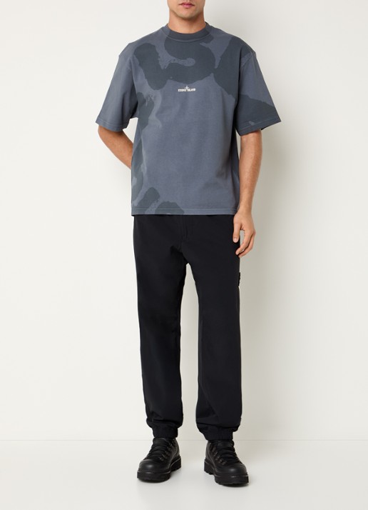 Stone Island S0365 T-shirt met logo- en backprint - voorkant 5 donkerblauw
