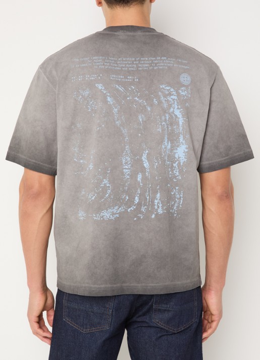 Stone Island S0366 T-shirt met logo- en backprint - detail 4 grijs