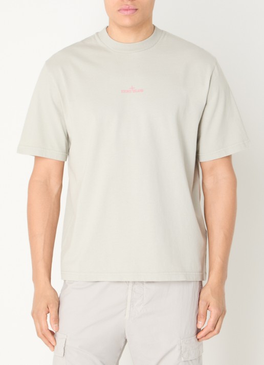 Stone Island S0374 T-shirt met logo- en backprint - achterkant 5 khaki