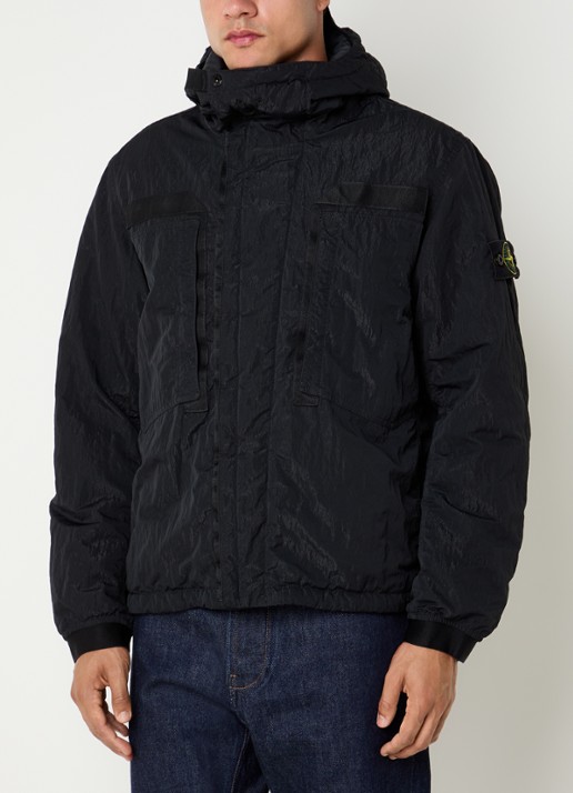 Stone Island S0405 jack met capuchon en logo - detail zwart