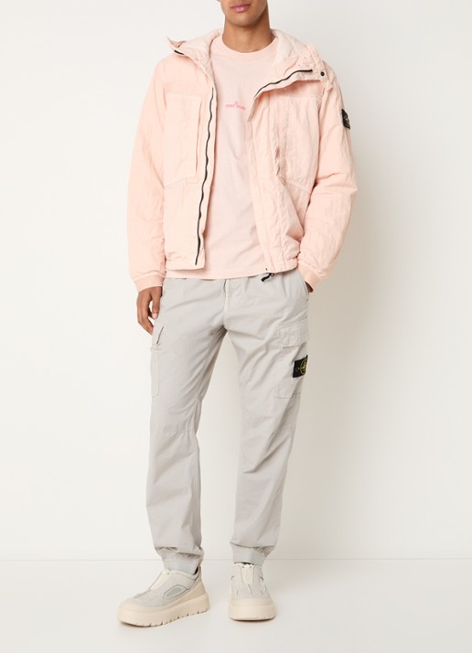 Stone Island S0405 jack met capuchon en logo - voorkant 6 roze