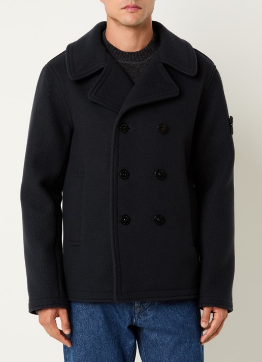 Stone Island S0453 mantel in kasjmierblend met logo