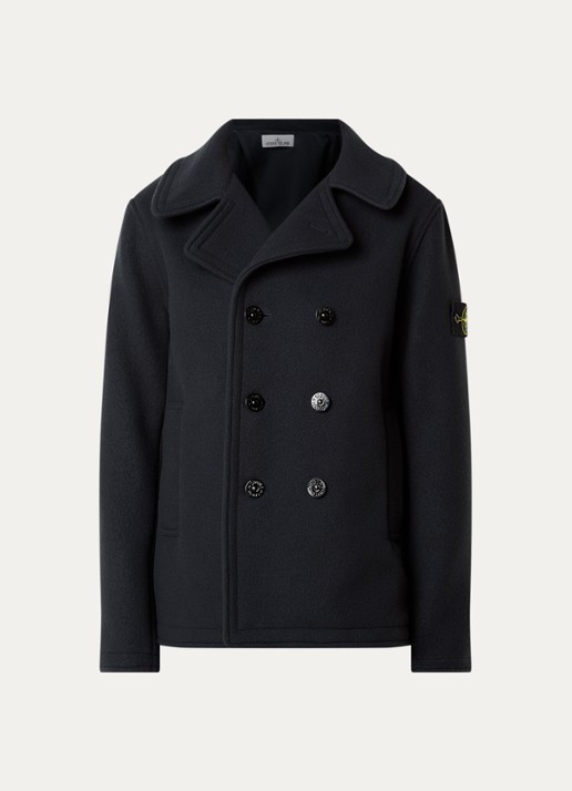Stone Island S0453 mantel in kasjmierblend met logo