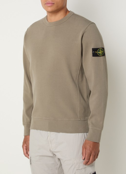 Stone Island S0472 sweater met logo - detail legergroen