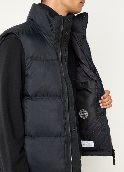 Stone Island S0483 gewatteerde bodywarmer met donsvulling - detail 4 zwart