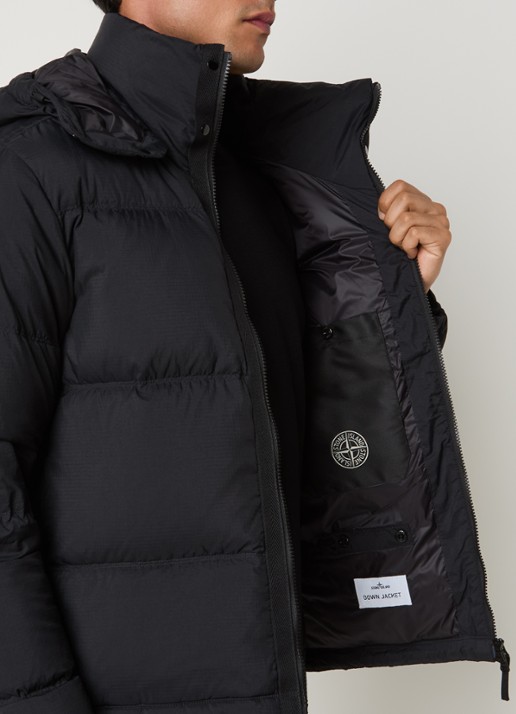Stone Island S0483 puffer jack met donsvulling en afneembare capuchon - detail 2 zwart