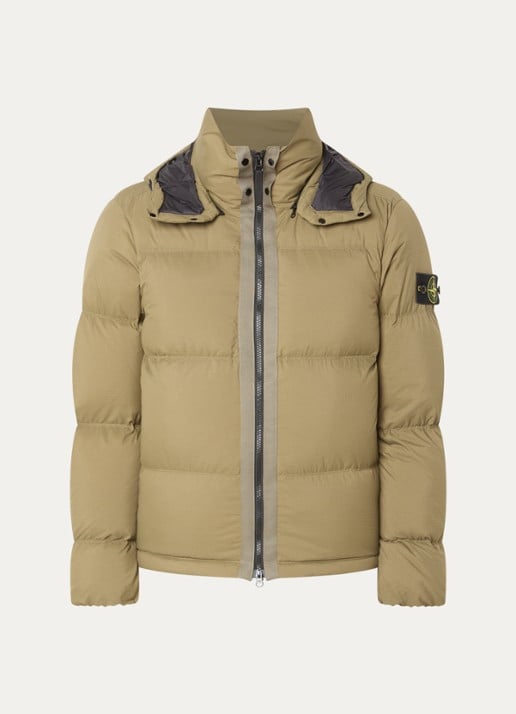 Stone Island S0483 puffer jack met donsvulling en afneembare capuchon - voorkant 2 mosgroen