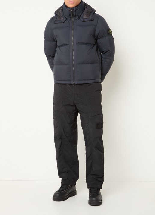 Stone Island S0483 puffer jack met donsvulling en afneembare capuchon - voorkant 2 donkerblauw
