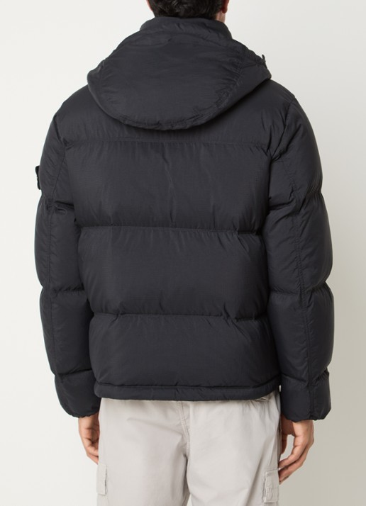 Stone Island S0483 puffer jacket met donsvulling en afneembare capuchon - achterkant 6 zwart