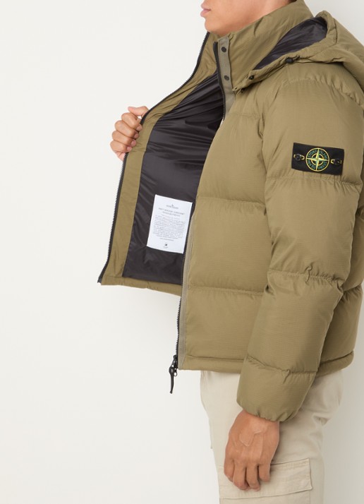 Stone Island S0483 puffer jacket met donsvulling en afneembare capuchon - detail 6 legergroen