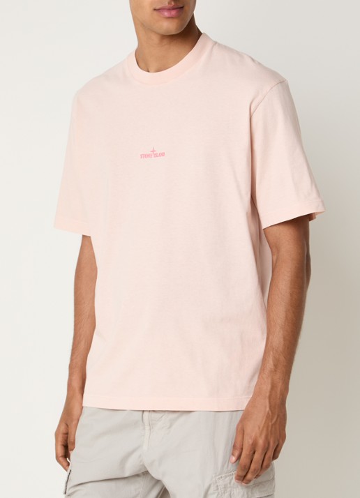 Stone Island S0534 T-shirt met logo- en backprint - achterkant 5 lichtroze