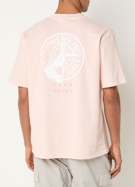 Stone Island S0534 T-shirt met logo- en backprint - detail 3 lichtroze