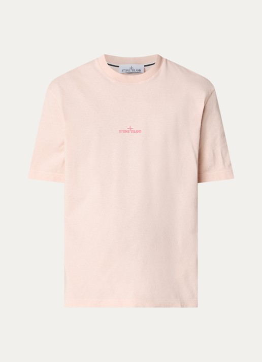 Stone Island S0534 T-shirt met logo- en backprint - voorkant lichtroze