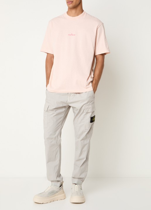 Stone Island S0534 T-shirt met logo- en backprint - voorkant 2 lichtroze