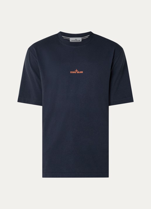 Stone Island S0534 T-shirt met logo- en backprint - voorkant 2 donkerblauw