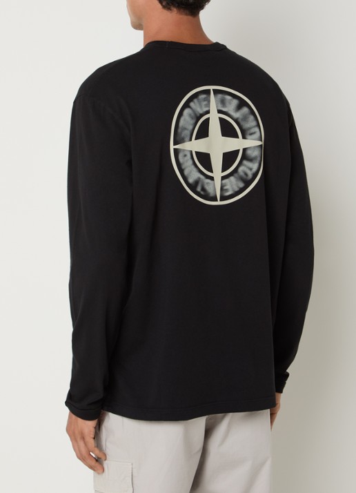 Stone Island S0535 longsleeve met logoprint - detail zwart
