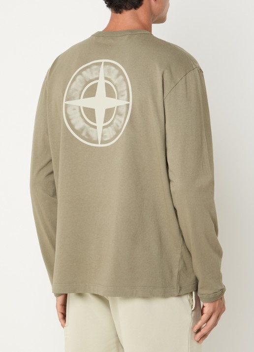Stone Island S0535 longsleeve met logoprint - detail lindegroen