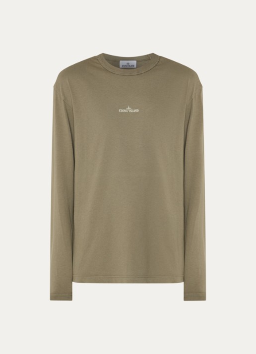 Stone Island S0535 longsleeve met logoprint - voorkant 4 lindegroen