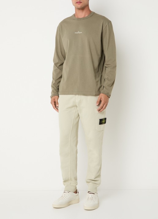 Stone Island S0535 longsleeve met logoprint - voorkant 5 lindegroen