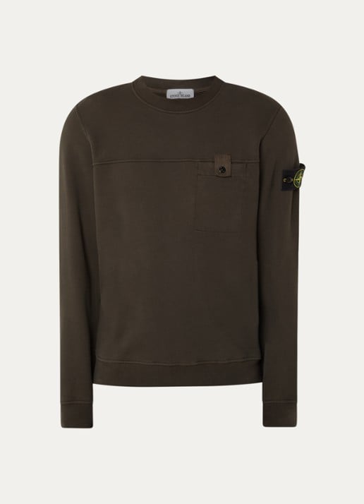 Stone Island S0A20 sweater met logo en borstzak - voorkant 3 bruin