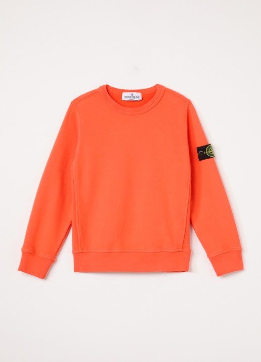 Stone Island S0A20 sweater met logo - voorkant 2 oranjerood