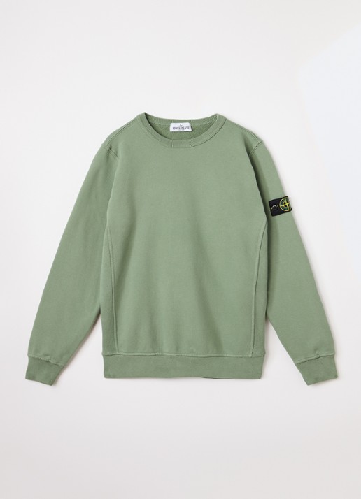 Stone Island S0A20 sweater met logo - voorkant 2 lindegroen