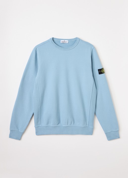 Stone Island S0A20 sweater met logo - voorkant 2 lichtblauw