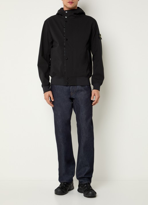Stone Island S0A22 jack met capuchon en logo - voorkant 3 zwart