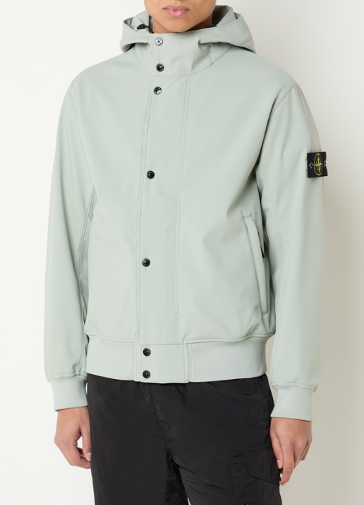 Stone Island S0A22 jack met capuchon en logo - detail 4 lindegroen