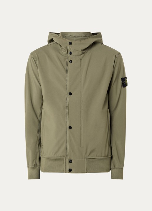 Stone Island S0A22 jack met capuchon en logo - voorkant 5 mosgroen